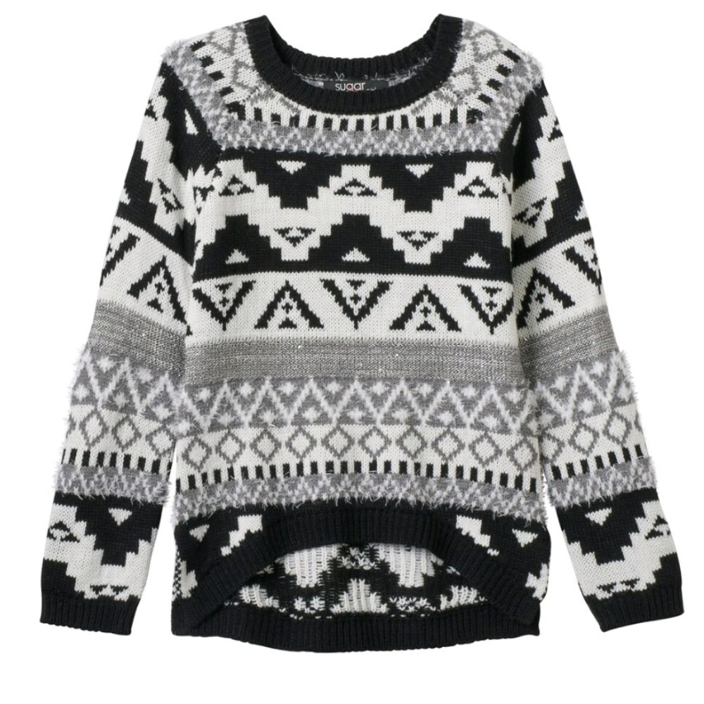 Sugar Rush Girls Glitter Eyelash Sweater Large